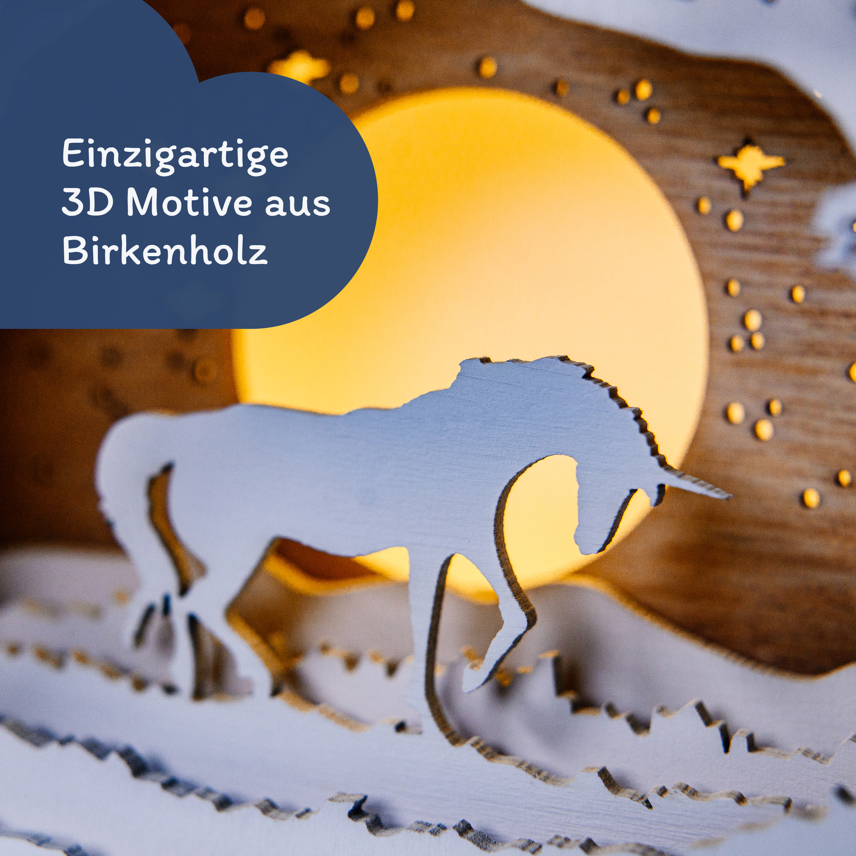 3D-Holznachtlicht "Einhorn"